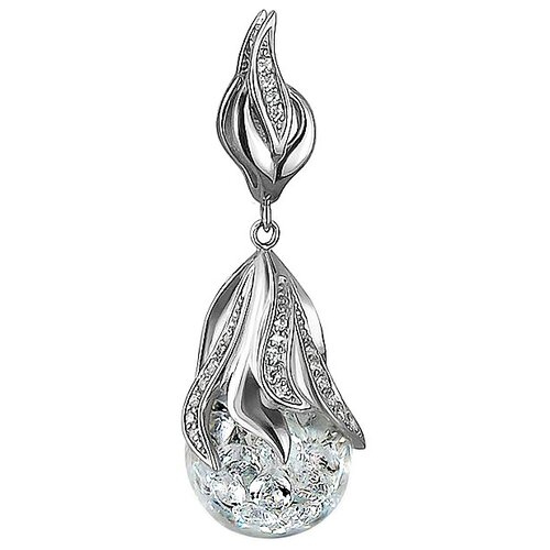 фото Кулоны эстет подвеска из серебра с колбой с фианитами в виде цветка