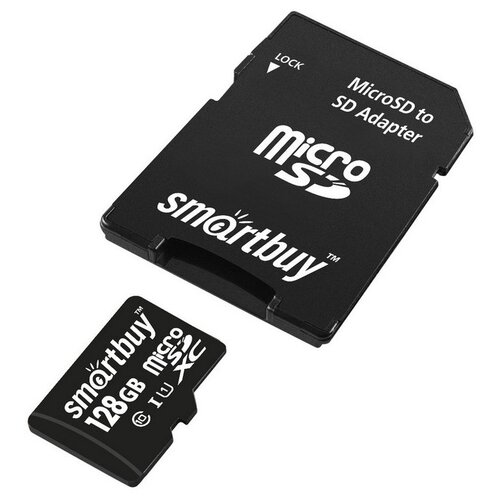 Карта памяти SmartBuy microSDXC 128Gb UHS-I Cl10 + адаптер, SB128GBSDCL10-01