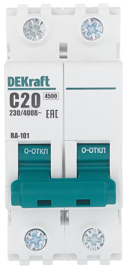 Автоматический выключатель DEKraft ВА-101 2P 20А характеристика C