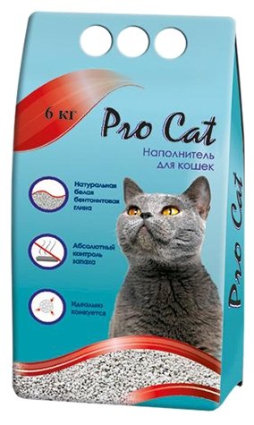 Наполнитель для кошачьего туалета PRO CAT Lavanda комкующийся из экстра белой глины 6кг