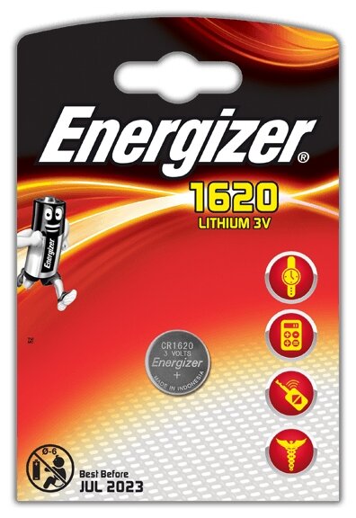 Батарейка Energizer CR1620, в упаковке: 1 шт.