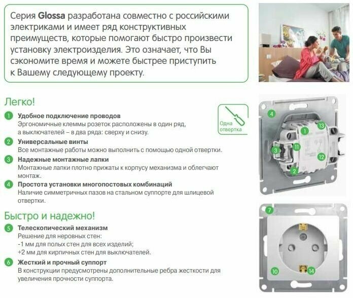 Переключатель перекрестный 1-кл. СП Glossa 10А IP20 (сх. 7) 10AX механизм антрацит SE GSL000771 - фотография № 7