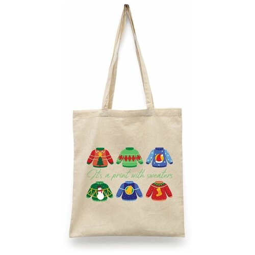 фото Сумка-шоппер унисекс каждому своё "новый год/кролик/рождество" черная