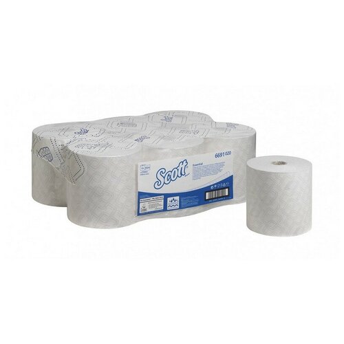 Полотенца бумажные д/дисп KK Scott Max в рулонах, 1сл, белые, 350м, 6691 6667 бумажные полотенца в рулонах scott белые однослойные 6 рул х 304 м