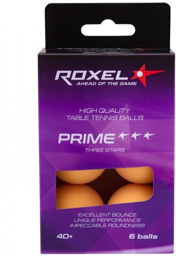 Мячи для настольного тенниса Roxel 3* Prime, оранжевый (6шт.)