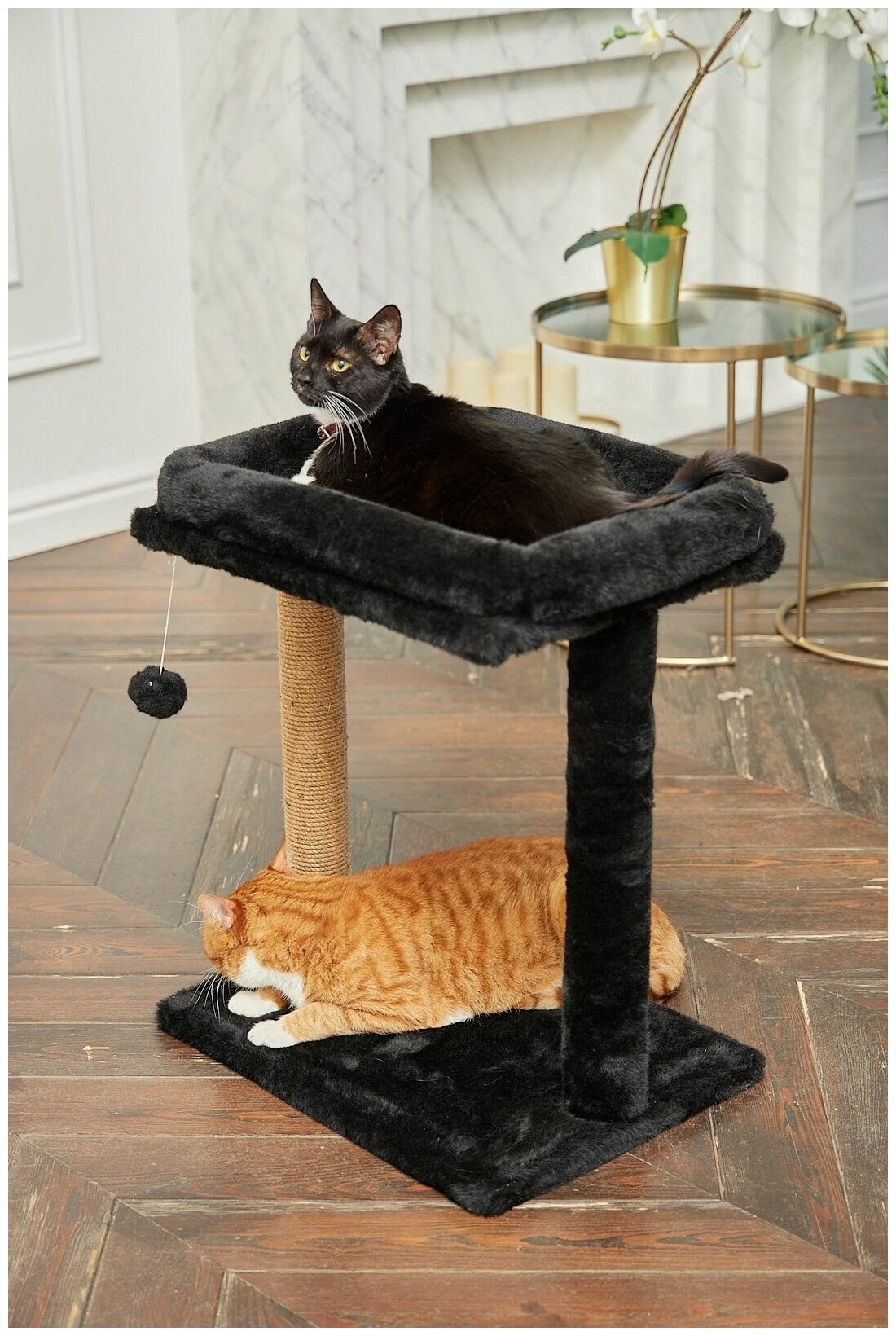 Когтеточка для кошки с бортиком большим лежаком 50х35см, столбик 50см "Вау Биг" бриси - фотография № 4