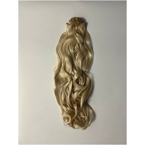Накладные волосы на заколках (волна), 8 прядные, 16 заколок, 60 см, 240 гр. Цвет блонд (#613)