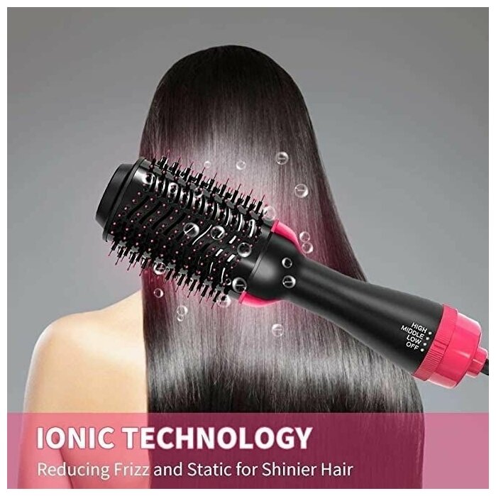 Фен-щетка для волос, 3 уровня нагрева, 2 режима скорости, функция ионизации, 1000 Вт - фотография № 4