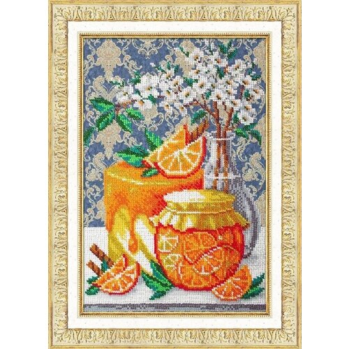 Набор для вышивания бисером Паутинка Апельсиновый джем, 20х30 см (ПАУ. Б-1308) бисер набор queen busina 15 цветов с эластичной леской