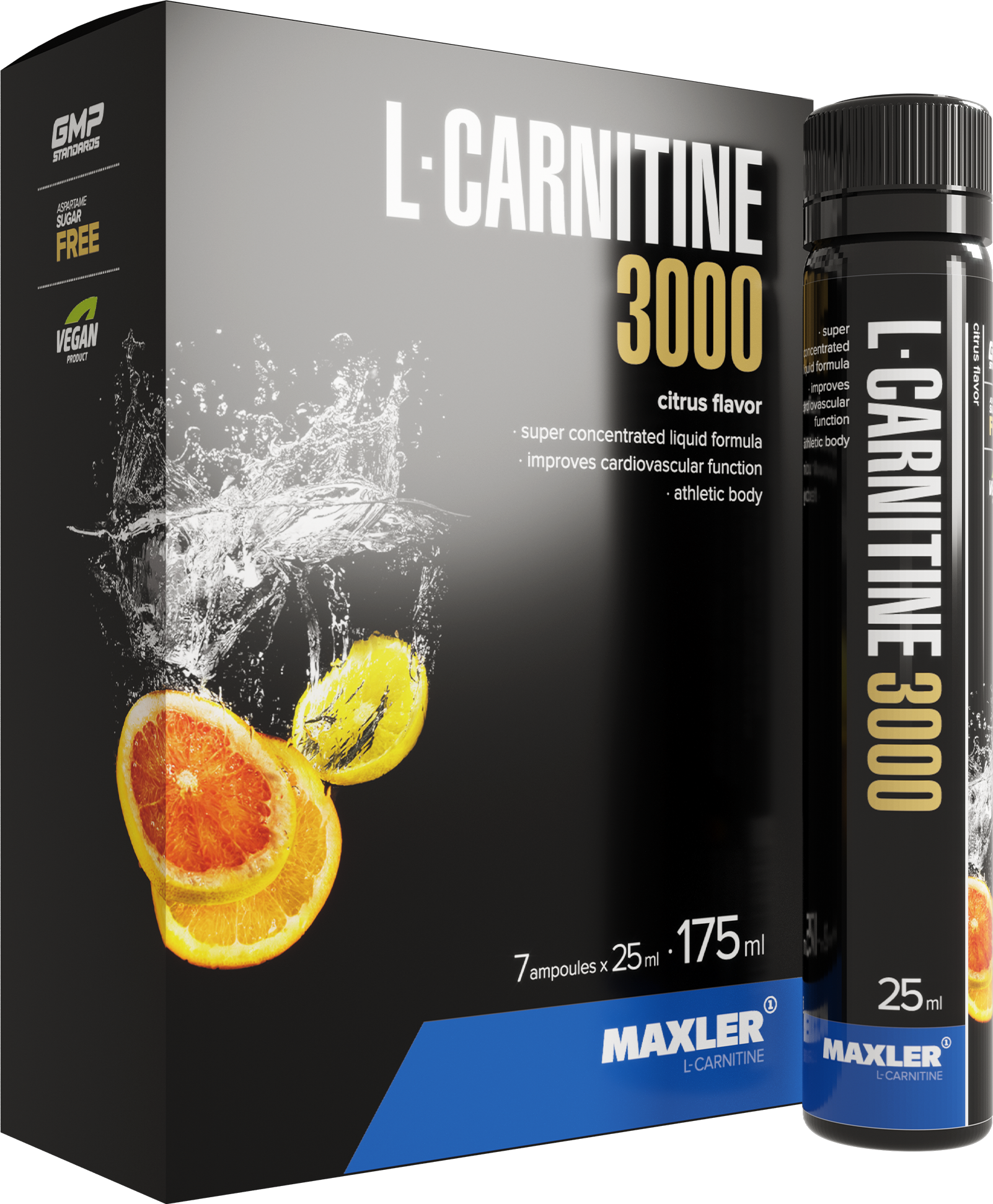 Л-Карнитин жидкий Maxler L-Carnitine 3000 мг. 7x25 мл., Цитрус