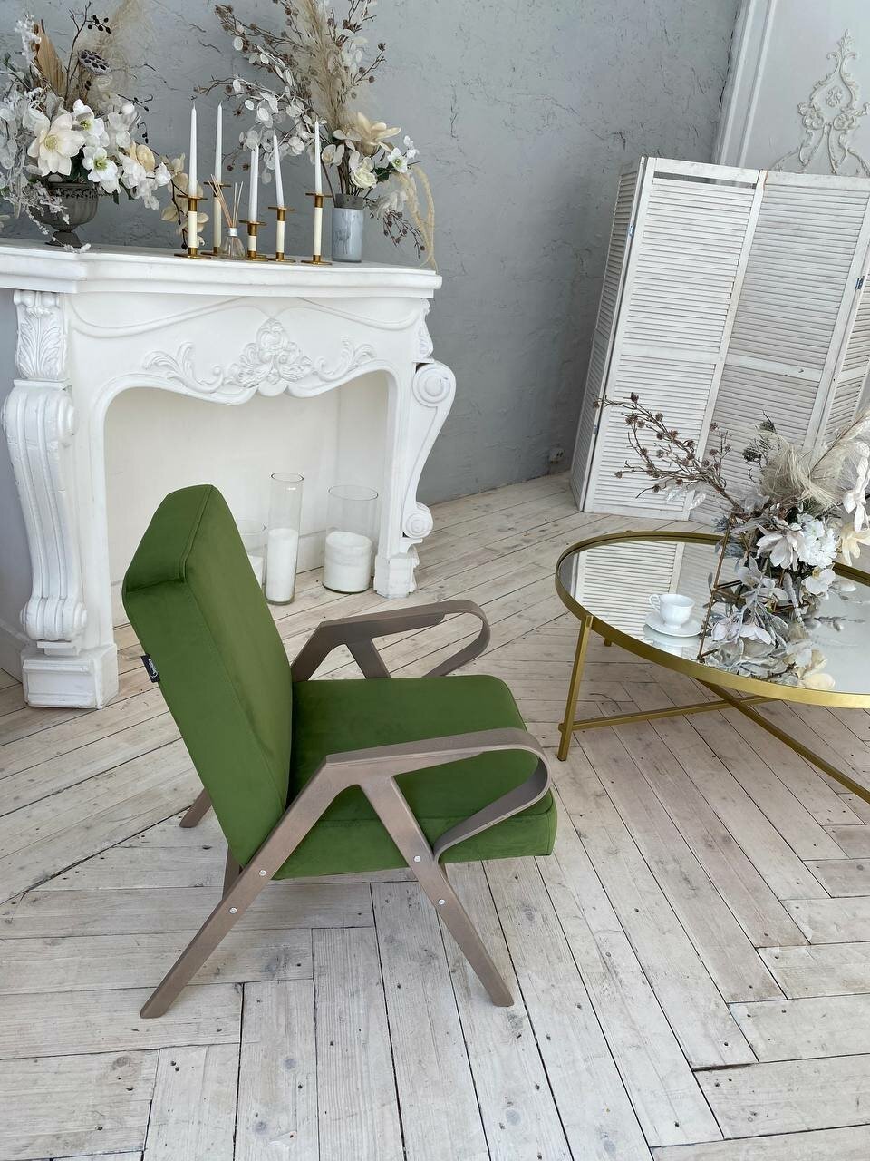 Кресло для отдыха в гостиной мягкое зелёное Чарльз - фотография № 9