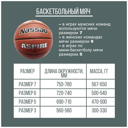 Баскетбольный мяч ASPIRE Nassau ASPRIE-7 (7 размер) коричневый