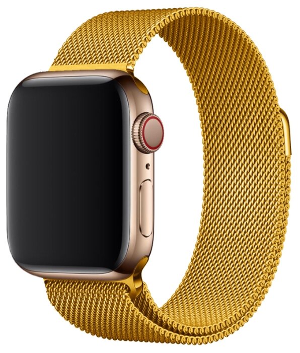 Металлический ремешок для часов Apple Watch ( Вотч) series 1-6 42-44 mm Миланская петля (milanese loop) Лимонное золото