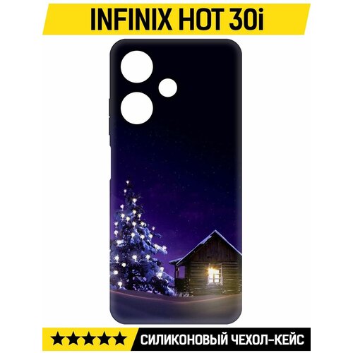 Чехол-накладка Krutoff Soft Case Зимний домик для INFINIX Hot 30i черный чехол накладка krutoff soft case зимний домик для infinix hot 40i черный