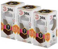 Упаковка светодиодных ламп 3 шт ЭРА E27, A60, 7 Вт, 2700 К