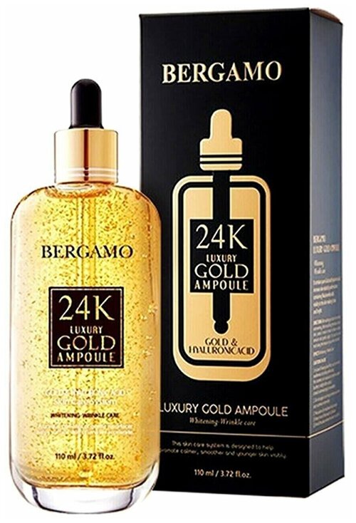 Антивозрастная ампульная сыворотка для лица от морщин с экстрактом золота Bergamo Luxury 24K Gold & Ha Ampoule 110 мл