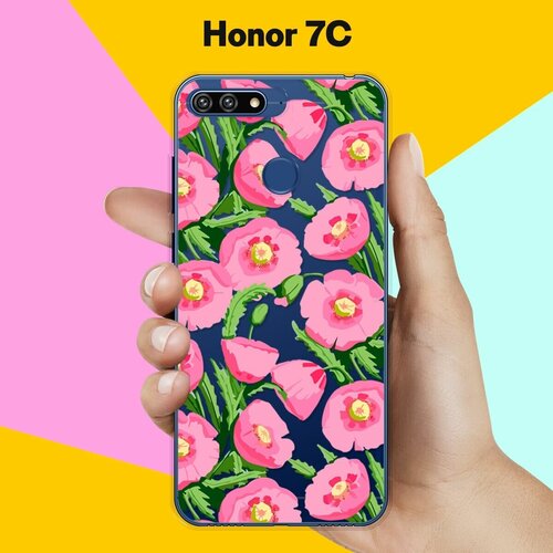 Силиконовый чехол Узор из цветов на Honor 7C силиконовый чехол цветной узор на honor 7c