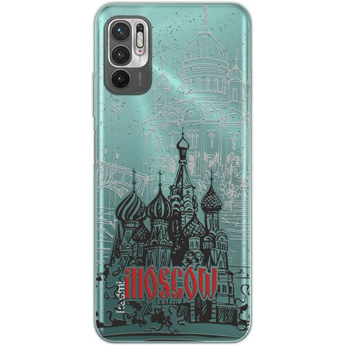 Силиконовый чехол Mcover для Xiaomi Poco M3 Pro с рисунком Москва силиконовый чехол mcover для xiaomi poco m3 pro с рисунком девушка и очки