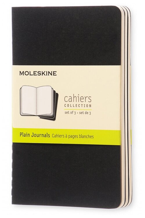 Блокнот Moleskine CAHIER JOURNAL QP313 Pocket 90x140мм обложка картон 64стр. нелинованный черный 3шт