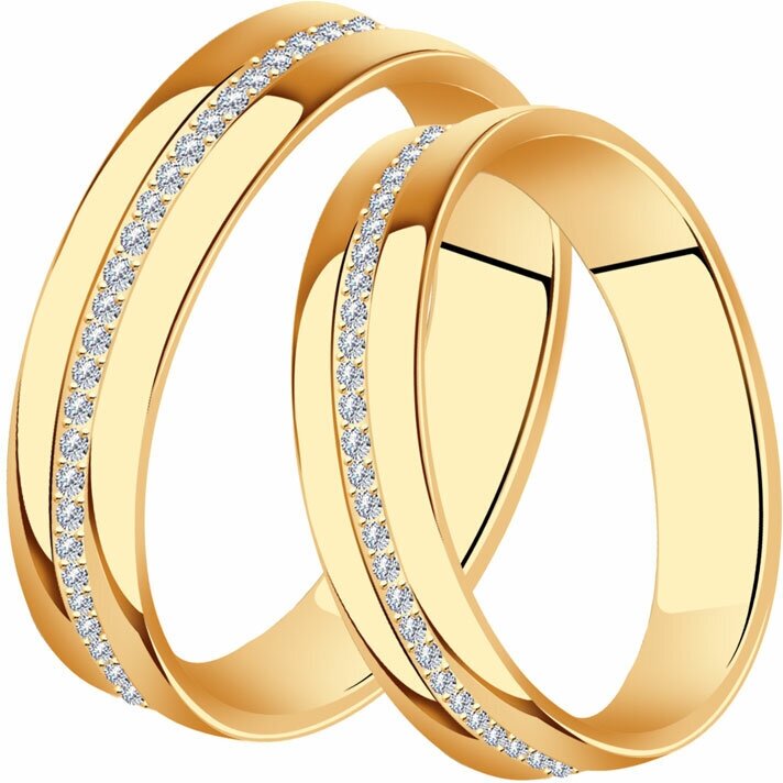 Кольцо обручальное Diamant online, золото, 585 проба, фианит