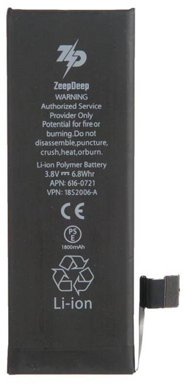Аккумулятор ZeepDeep для iPhone 5s iPhone 5c +133% увеличенной емкости в наборе: батарея набор инструментов монтажные стикеры 3.8V 1800mAh