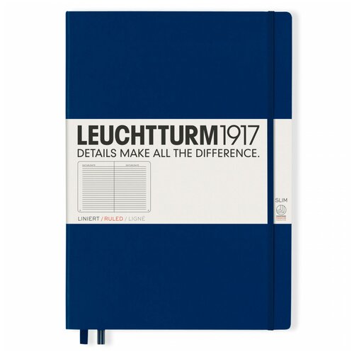 Записная книжка Leuchtturm Master Slim A4+ Navy твердая обложка 123 стр линейка (342926)