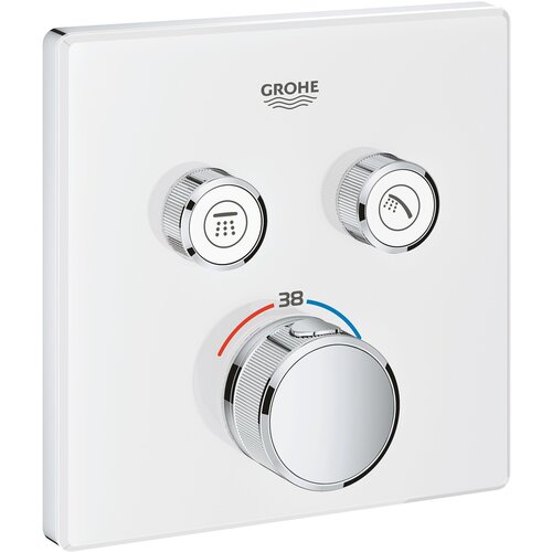 Внешняя часть термостатического смесителя на 2 выхода GROHE Grohtherm SmartControl, белая луна (29156LS0)