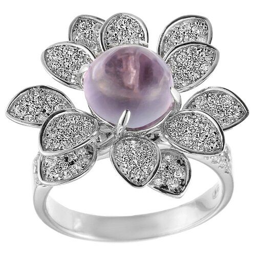 фото Element47 кольцо из серебра 925 пробы с аметистом и кубическим цирконием sr18570_am_001_wg, размер 17.5