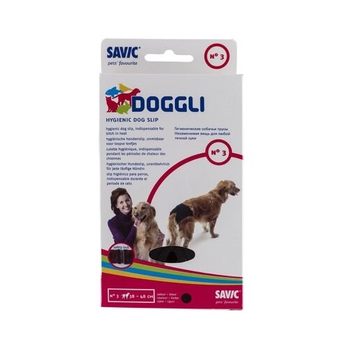 Подгузники для собак SAVIC Doggli Hygienic Dog Panty (трусы) размер 3, 38-48 см 48х38 см 48 см 38 см 1 шт. черный