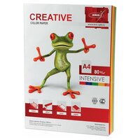 Бумага цветная CREATIVE color, А4, 80 г/м2, 100 л, (5 цветов х 20 л.), микс интенсив