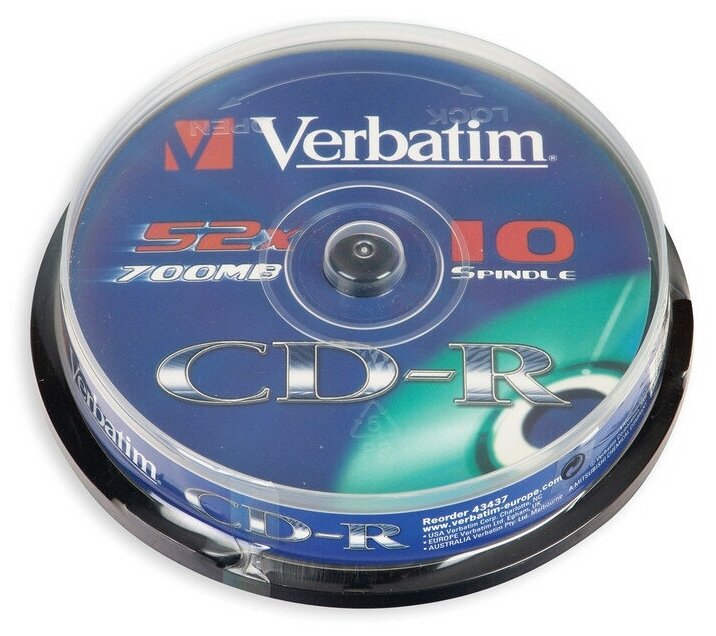 Носители информации CD-R, 52x, Verbatim Extra Protection, Cake/10, 43437