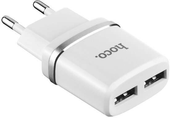 Сетевое зарядное устройство 2USB 2.4A Hoco C12 White