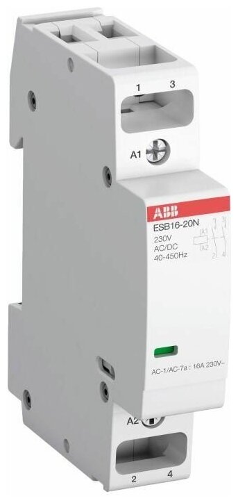 Контактор ESB16-20N-06 модульный (16А АС-1 2НО) катушка 230В AC/DC ABB 1SBE111111R0620