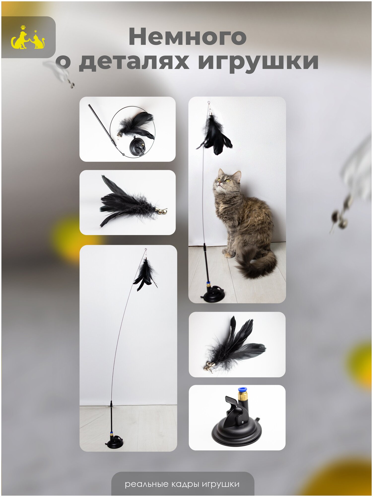 Игрушка для кошек / Дразнилка для котов / Удочка на присоске для котят - фотография № 6
