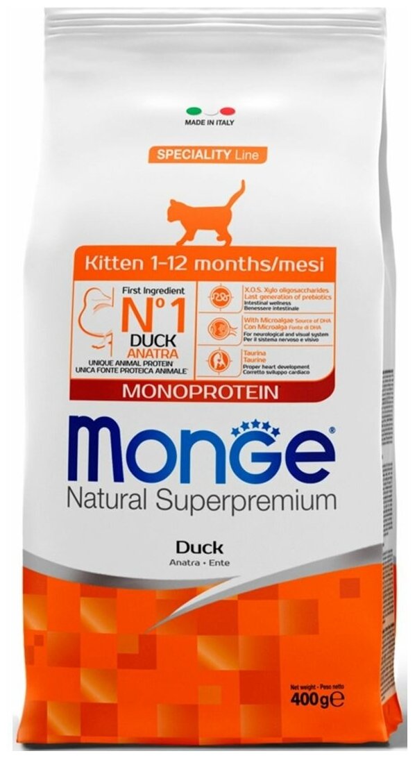 Сухой корм Monge Cat Monoprotein корм для котят с уткой 1,5 кг - фотография № 4