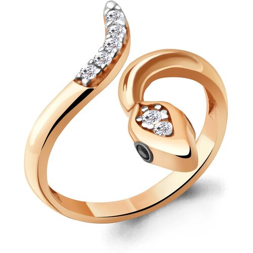 фото Золотое кольцо aquamarine 67415ач с фианитом и ювелирным кристаллом diamant-online