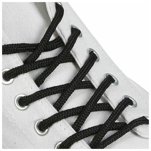Шнурки для обуви круглые, d = 4,5 мм, 150 см, пара, цвет чёрный (25 пара)