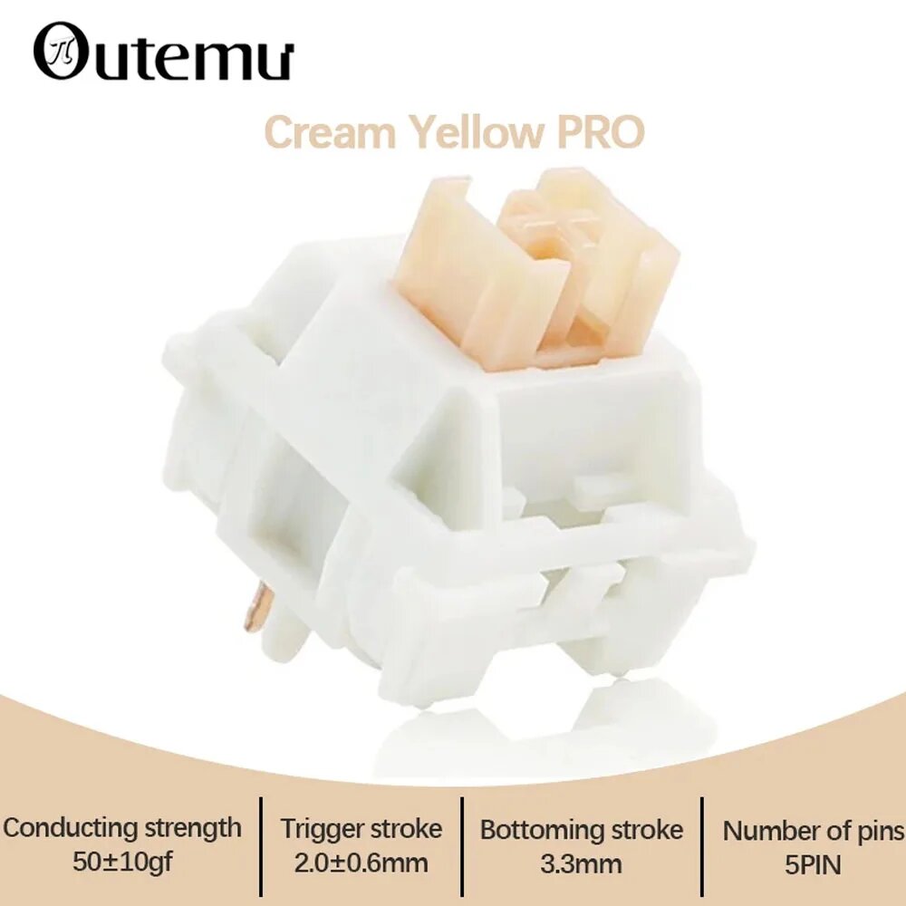 Outemu Lubed Tactile Linear RGB MX Переключатели, Silent Cream Yellow, 10PCS