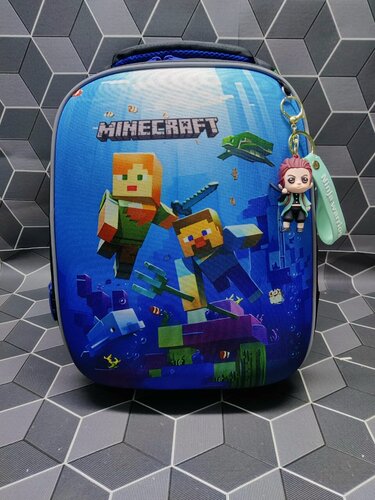 Изображение товара Школьный рюкзак для мальчика Minecraft Майнкрафт с брелоком и грудной стяжкой. Мягкая спинка и лямки