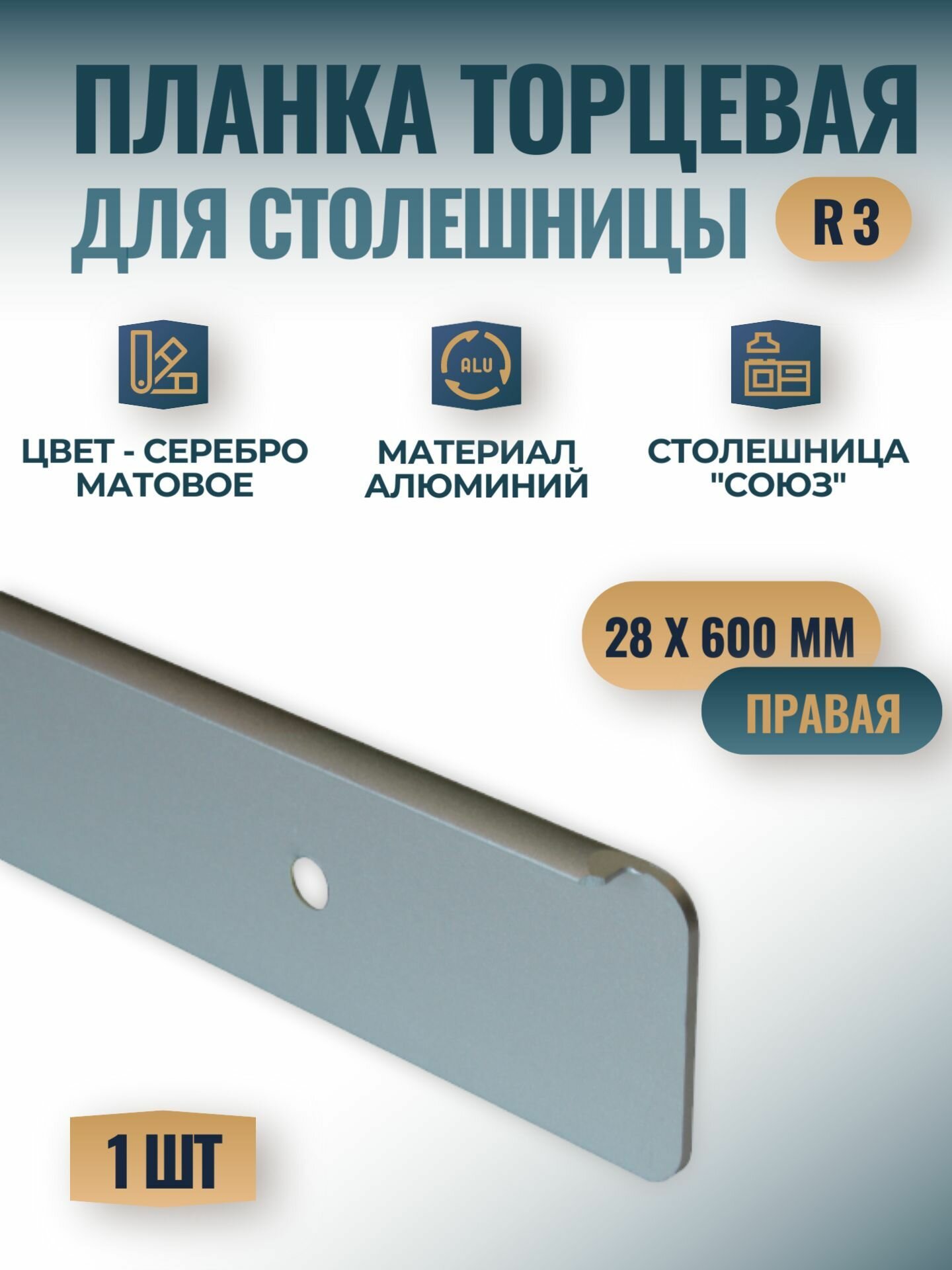 Планка торцевая правая для столешницы 