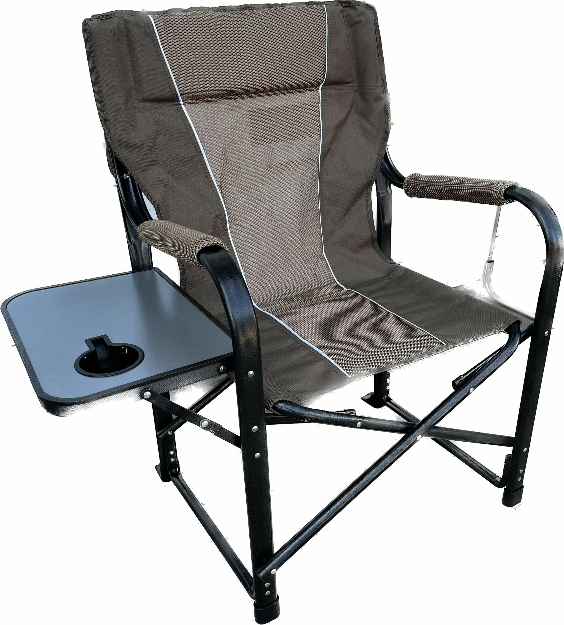 Складное кресло со столиком. Коричневое