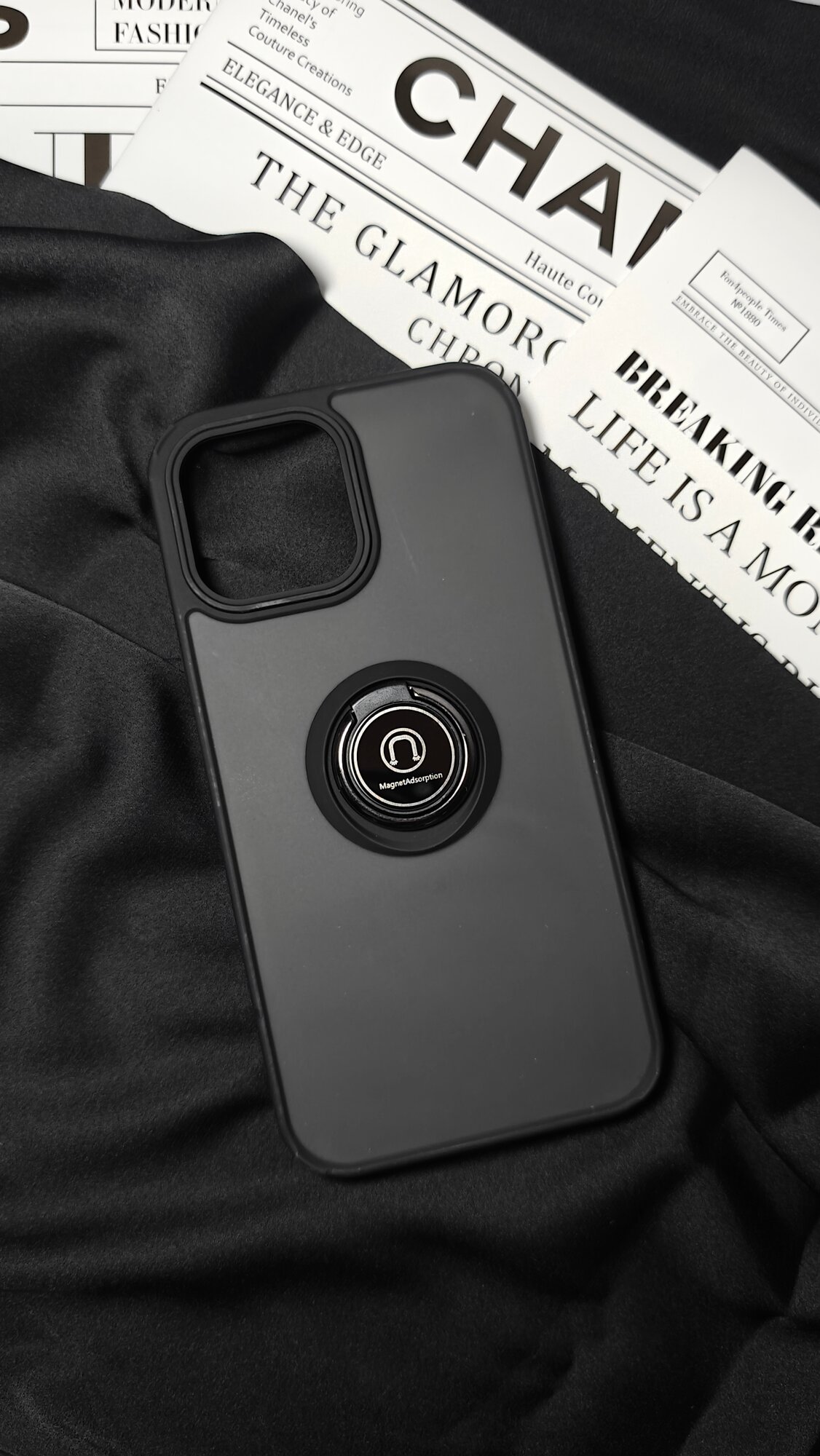 Чехол с магнитным кольцом для iPhone 13 Pro противоударный с защитой камеры