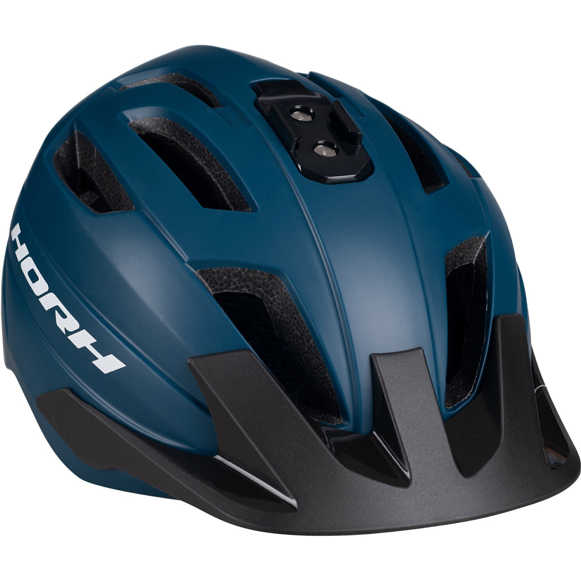 Защитный взрослый шлем для велосипеда/для роликов Horh 46+линза цвет синий, размер 57-61 cм