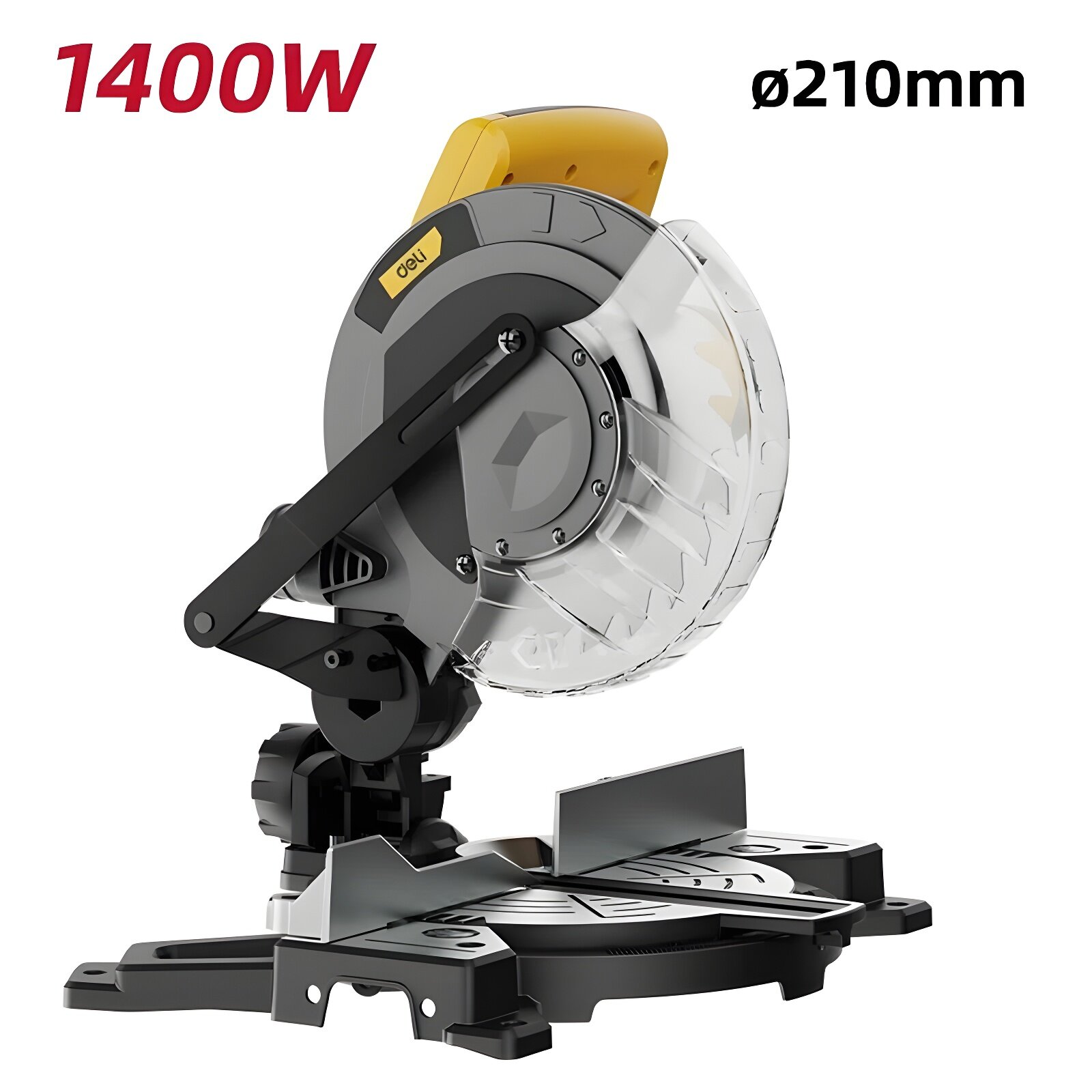 Торцовочная пила Deli DC573 с протяжкой 1400 Вт 5500 об/мин диск 120 мм желто-черная