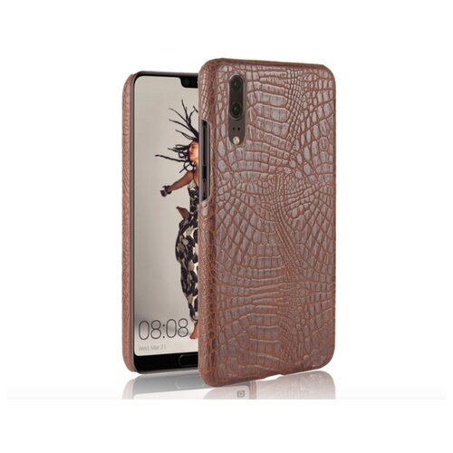 фото Чехол-панель mypads для samsung galaxy m20 sm-m205f (2019) тонкий задний бампер на пластиковой основе с отделкой под кожу крокодила коричневый