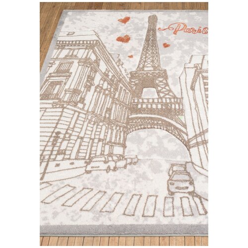 Ковер на пол 1,33 на 1,9 м в детскую, серый Confetti Kids Paris Street 01 Grey