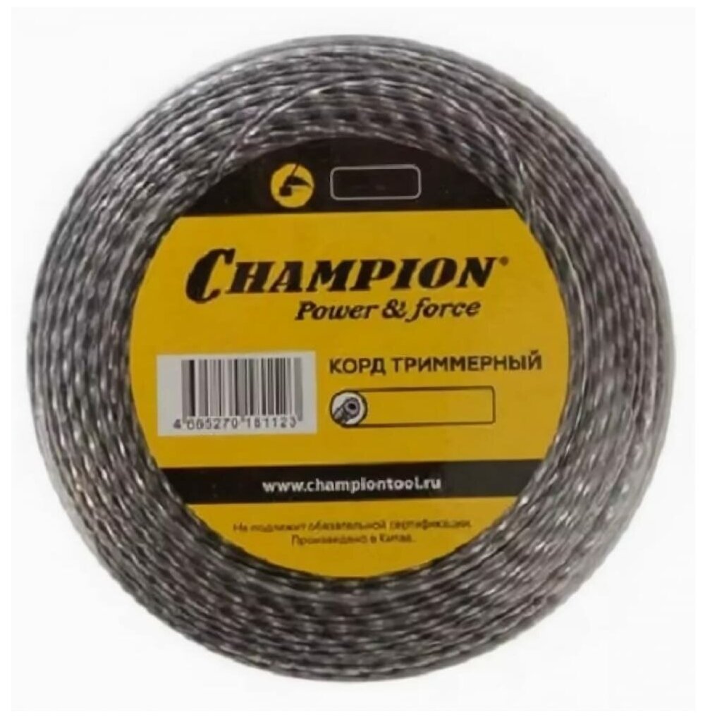 Леска триммерная Champion Tri-twist 3.0мм*50м (витой треугольник)+нож