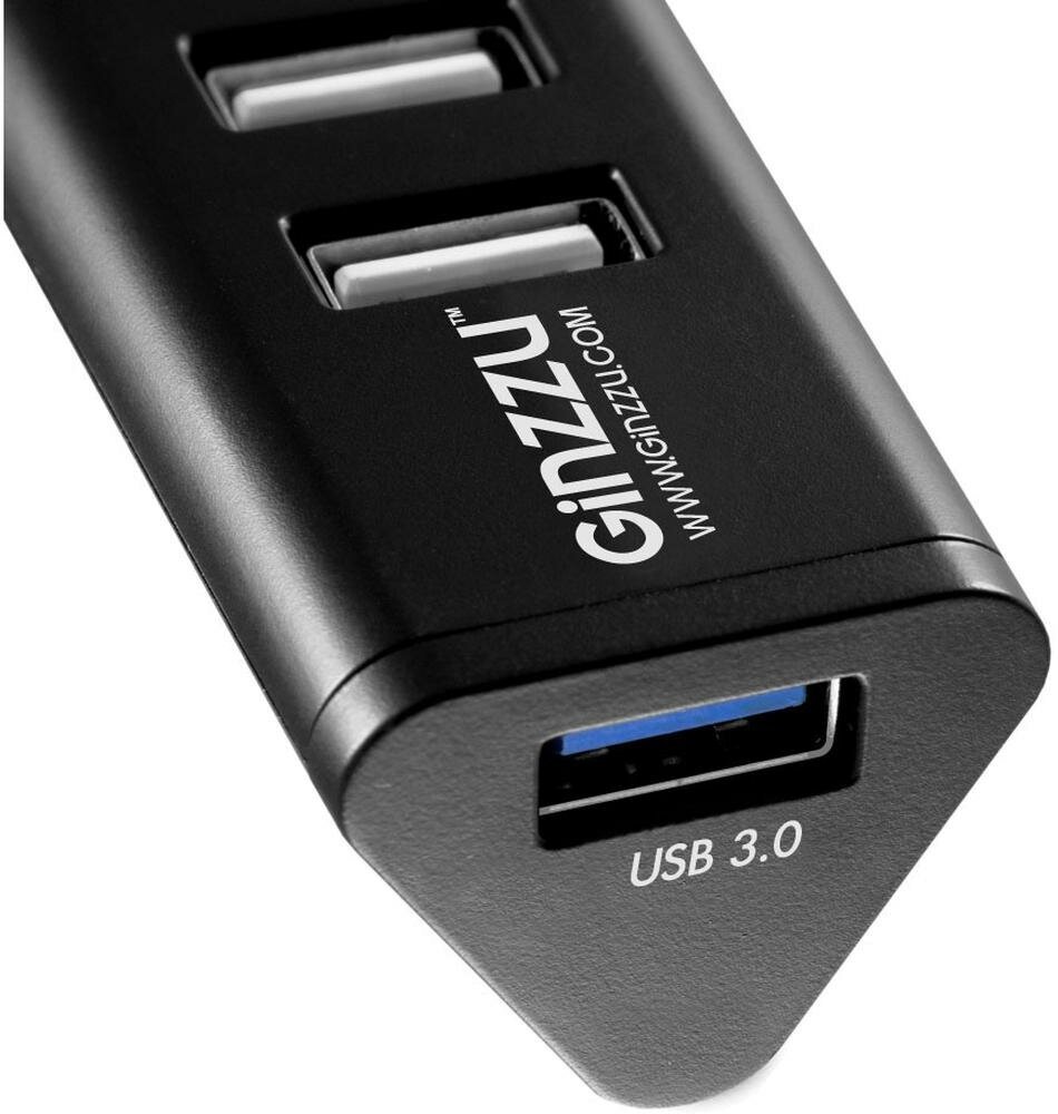 Разветвитель USB Ginzzu GR-315UAB 7 портов (1xUSB 3.0 + 6xUSB 2.0 + адаптер) черный