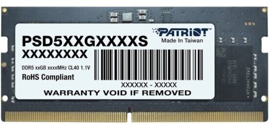 Оперативная память Patriot Memory SODIMM DDR5 8GB 4800МГц pc-38400 (PSD58G480041S)