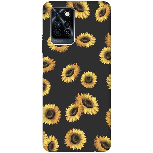 Матовый чехол Sunflowers для Infinix Note 10 Pro NFC / Инфиникс Нот 10 Про с 3D эффектом черный матовый чехол sunflowers для infinix note 10 pro nfc инфиникс нот 10 про с 3d эффектом черный